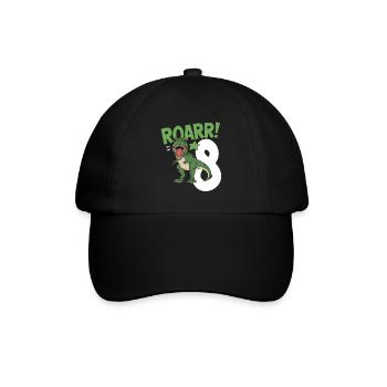 8. Geburtstag 8 Jahre Dino Dinosaurier Fan - Baseballkappe - Schwarz/Schwarz - Vorne