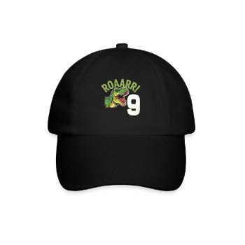 9. Geburtstag 9 Jahre Dino Dinosaurier Fan - Baseballkappe - Schwarz/Schwarz - Vorne