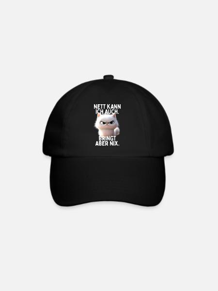 Nett Kann Ich Auch Bringt Aber Nix Büro Katzen - Baseballkappe - Schwarz/Schwarz