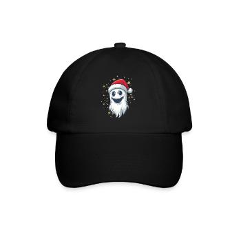 Halloween Geschenk Geist mit Weihnachtsmütze Deko - Baseballkappe - Schwarz/Schwarz - Vorne