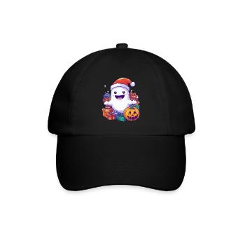 Halloween Geschenk Geist mit Weihnachtsmütze Deko - Baseballkappe - Schwarz/Schwarz - Vorne