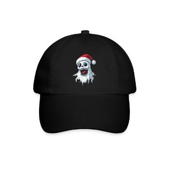 Halloween Geschenk Geist mit Weihnachtsmütze Deko - Baseballkappe - Schwarz/Schwarz - Vorne