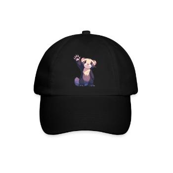 Ferret Frettchen - Baseballkappe - Schwarz/Schwarz - Vorne
