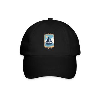 Maritime Segelboot Am Meer Wandbild - Baseballkappe - Schwarz/Schwarz - Vorne
