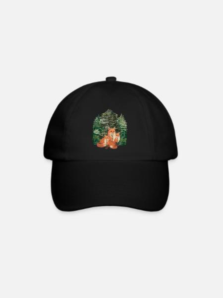 Wald Waldtiere Waldbewohner Fuchs Füchse Natur - Baseballkappe - Schwarz/Schwarz