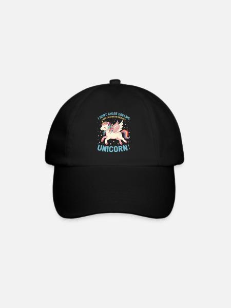 Ich jage keinen Träumen hinterher, ich reite sie auf dem Rücken eines - Baseballkappe - Schwarz/Schwarz