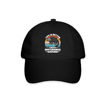 Binturong Marderbär Schleichkatze - Baseballkappe - Schwarz/Schwarz - Vorne