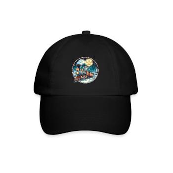 Weihnachten Maus Eisenbahn Modelleisenbahn Kinder - Baseballkappe - Schwarz/Schwarz - Vorne