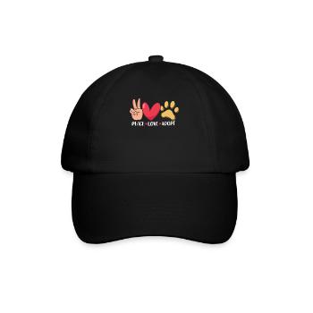 Frieden, Liebe, Rettung, Pflegeheim, Tierheim retten - Baseballkappe - Schwarz/Schwarz - Vorne