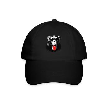 Schimpanse Affe Tier Motiv lustiger Affen - Baseballkappe - Schwarz/Schwarz - Vorne