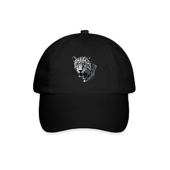 Leopard mit Blauen Augen Tier Motiv Kunst - Baseballkappe - Schwarz/Schwarz - Vorne