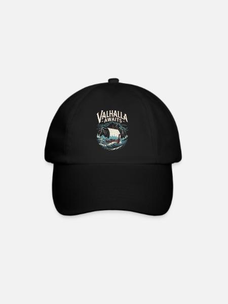 Valhalla Awaits für eine Wikinger Fan - Baseballkappe - Schwarz/Schwarz