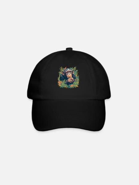 Chimpanzee Schimpansen Schimpanse - Baseballkappe - Schwarz/Schwarz