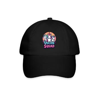 Buntes Einhorn Squad Fantasy Art Fun für Kinder - Baseballkappe - Schwarz/Schwarz - Vorne