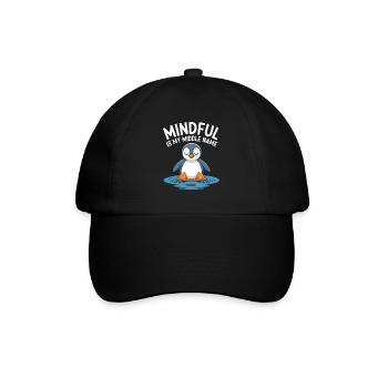 Mindful Penguin Meditation Entspannung - Baseballkappe - Schwarz/Schwarz - Vorne