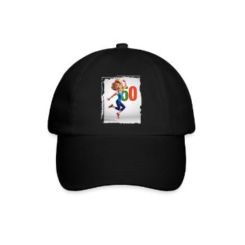 Glückliche Frau in ihren 50 Jahren - Baseballkappe - Schwarz/Schwarz - Vorne