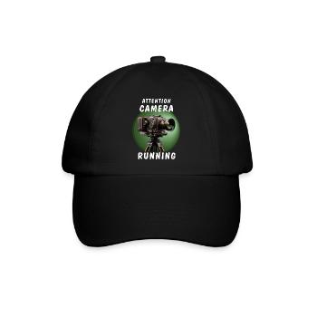 ATTENTION CAMERA RUNNING - Baseballkappe - Schwarz/Schwarz - Vorne