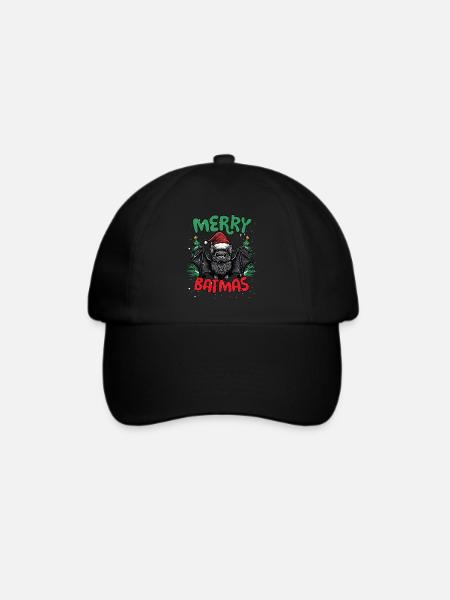 Merry Batmas Lustiges Fledermäuse Weihnachts - Baseballkappe - Schwarz/Schwarz