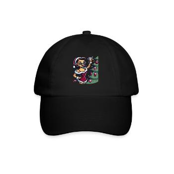 Weihnachtliches Pin-Up Cartoon Motiv - Baseballkappe - Schwarz/Schwarz - Vorne
