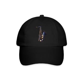 Saxophon - Baseballkappe - Schwarz/Schwarz - Vorne