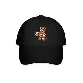 Heiße Schokolade Mit Zimt Weihnachten Cartoon - Baseballkappe - Schwarz/Schwarz - Vorne