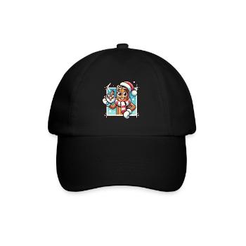 Heiße Schokolade Mit Zimt Cartoon Winterfreude - Baseballkappe - Schwarz/Schwarz - Vorne