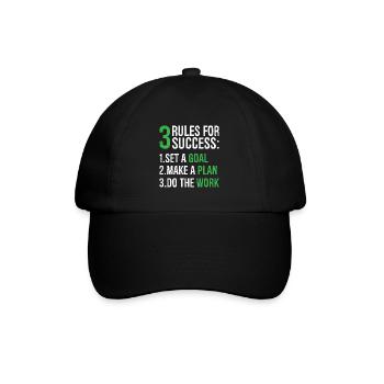 3 rules for success - Baseballkappe - Schwarz/Schwarz - Vorne