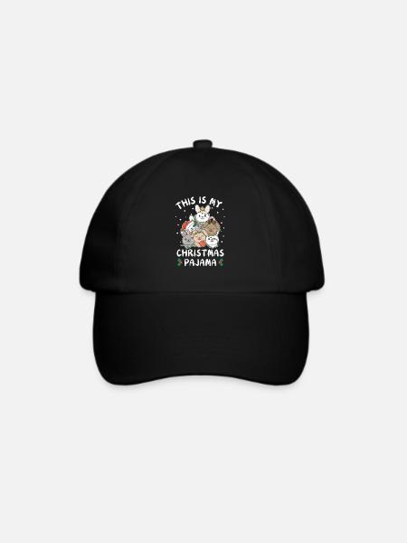 Weihnachten Hase Weihnachts Schlafanzug - Baseballkappe - Schwarz/Schwarz