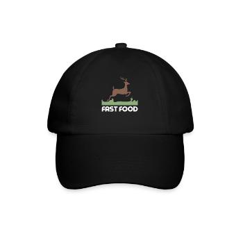 Schnelles Essen Hirsch Natur Waldtier - Baseballkappe - Schwarz/Schwarz - Vorne