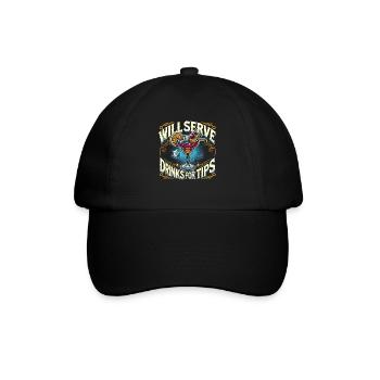Servieren von Getränken gegen Trinkgeld - Baseballkappe - Schwarz/Schwarz - Vorne