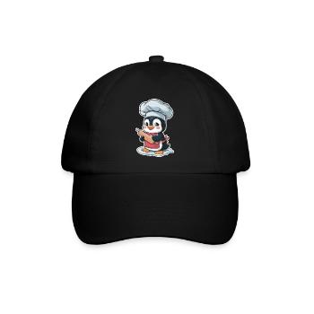 Süßer Pinguin Bäcker Mit Nudelholz - Baseballkappe - Schwarz/Schwarz - Vorne