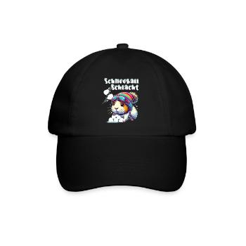 Meerschweinchen Schneeballschlacht Winter Ski Fun - Baseballkappe - Schwarz/Schwarz - Vorne