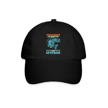Hecht Angler SCHLUCKEN BABY NICHT SPUCKEN Lustiges - Baseballkappe - Schwarz/Schwarz - Vorne