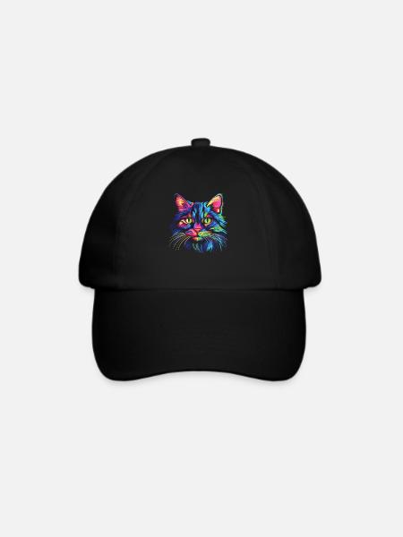Katze Wasserfarben bunte Katzen - Baseballkappe - Schwarz/Schwarz