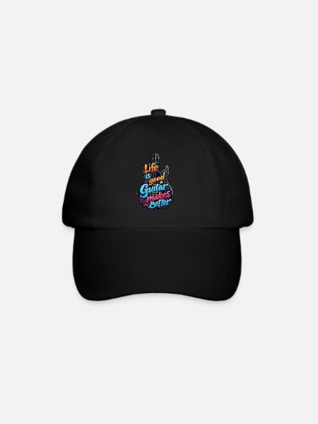 Life is Good Guitar makes it Better - Baseballkappe - Schwarz/Schwarz