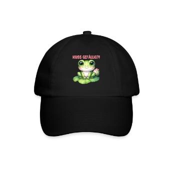 Karneval KUSS GEFÄLLIG? Lustiges Faschings - Baseballkappe - Schwarz/Schwarz - Vorne