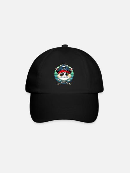 Karneval Katze Pirat Kostüm Kinder Alaaf Helau - Baseballkappe - Schwarz/Schwarz