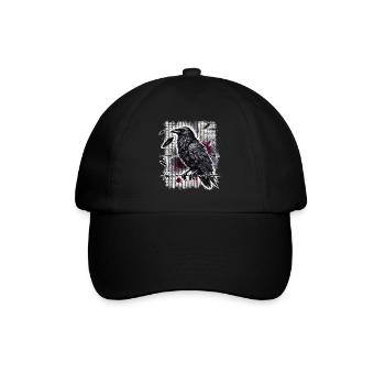 Rabe auf Stacheldraht - Gothic Dark Art - Baseballkappe - Schwarz/Schwarz - Vorne