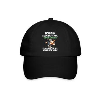 Second Hand Vegetarier - Baseballkappe - Schwarz/Schwarz - Vorne