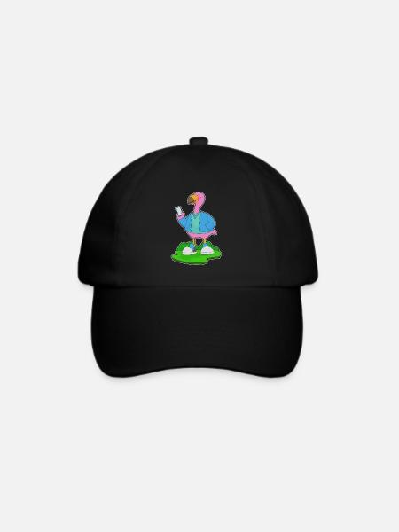 Flamingo Smartphone - Baseballkappe - Schwarz/Schwarz