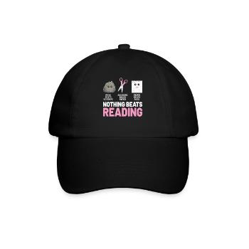 Nichts geht über das Lesen von Stein, Papier, Schere, Lustig - Baseballkappe - Schwarz/Schwarz - Vorne
