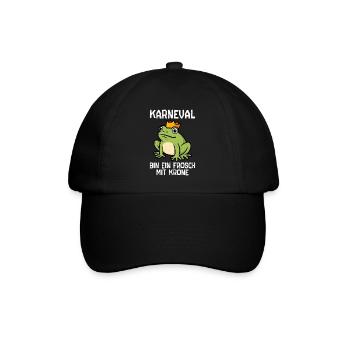 KARNEVAL BIN EIN FROSCH MIT KRONE Lustiges Frosch - Baseballkappe - Schwarz/Schwarz - Vorne
