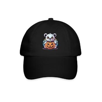 Halloween Kind Kinder Teddy Kürbis magisch Bär - Baseballkappe - Schwarz/Schwarz - Vorne