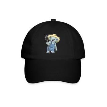 Koala Landwirt Mistgabel Bauernhof - Baseballkappe - Schwarz/Schwarz - Vorne