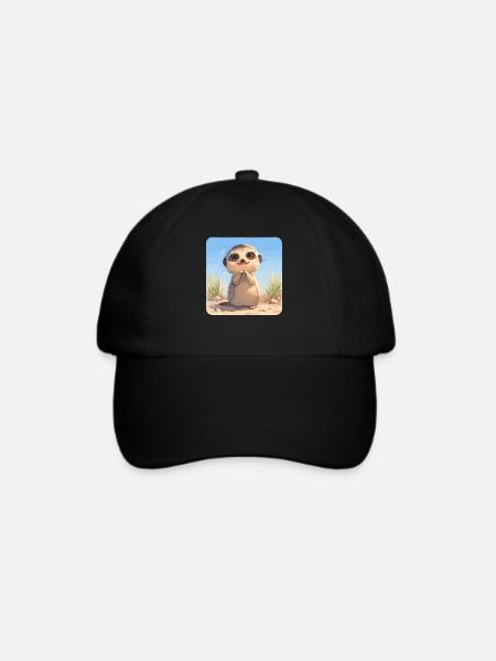 Meerkat Erdmännchen - Baseballkappe - Schwarz/Schwarz