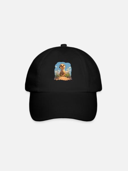 Meerkat Erdmännchen - Baseballkappe - Schwarz/Schwarz