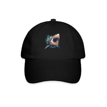 Weiße Haie Weißer Hai - Baseballkappe - Schwarz/Schwarz - Vorne