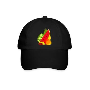 Obst Frucht exotisch Früchte - Baseballkappe - Schwarz/Schwarz - Vorne