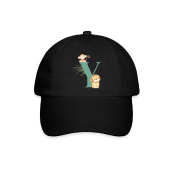 Buchstabe y grüne Dschungeltiere - Baseballkappe - Schwarz/Schwarz - Vorne