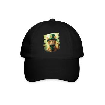 St Patricks day Katze - Baseballkappe - Schwarz/Schwarz - Vorne